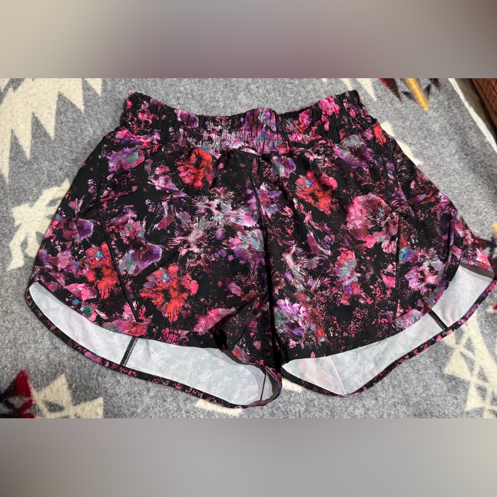 lululemon Track That High Lined Rise Shorts Floral 5”